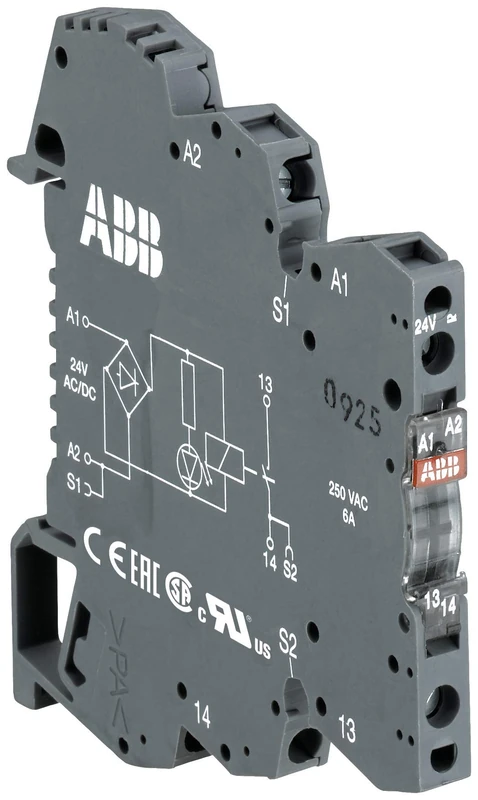 ABB RB121P-5V DC Interface Relay R600 1c/o, A1-A2=5V DC, 5-250V AC/60mA-6A (ABB1SNA645034R2300)