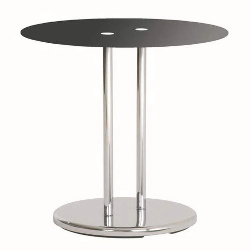HAKU End Table chrome, black, Metal, Tempered Glass - Dim.: H 55 x Ø 40 cm, Style: Modern