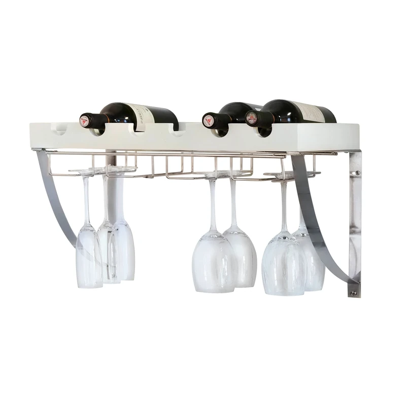 HAKU Möbel Bottle Rack Chrome, Metal - Size: W 58 cm X H 22 cm X D 18 cm, Style: Modern