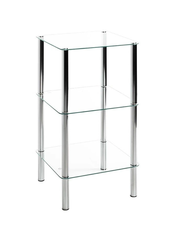 HAKU Möbel Rack Chrome, Metal, Tempered Glass - Size: W 39 cm X H 77 cm X D 39 cm, Style: Modern