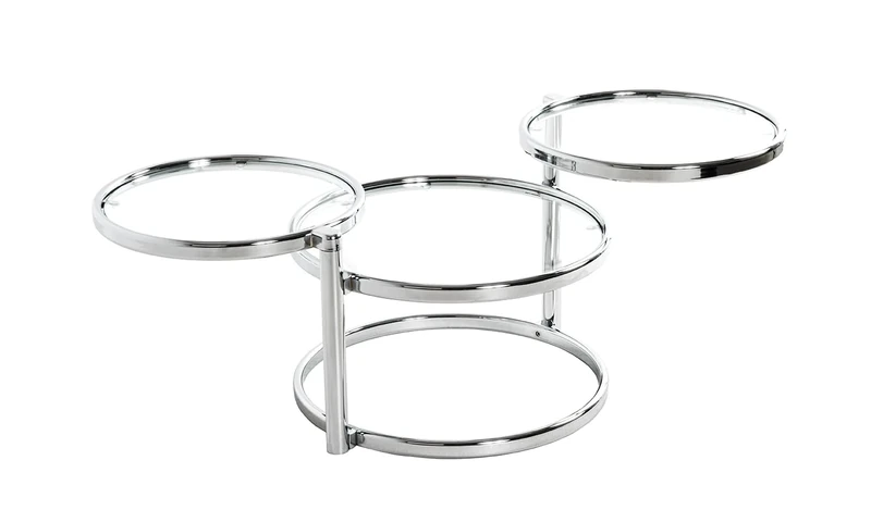 HAKU Möbel coffee table chrome, metal, tempered glass - Size: W 58-140 cm x H 43 cm x D 50 cm, Style: Modern