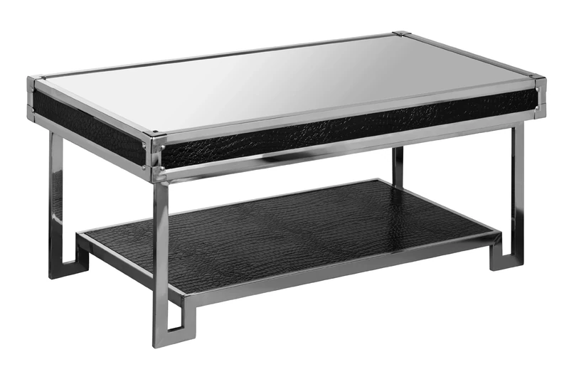 Premier Housewares Stainless Steel Mirror Coffee Table with Crocodile Effect Detail
