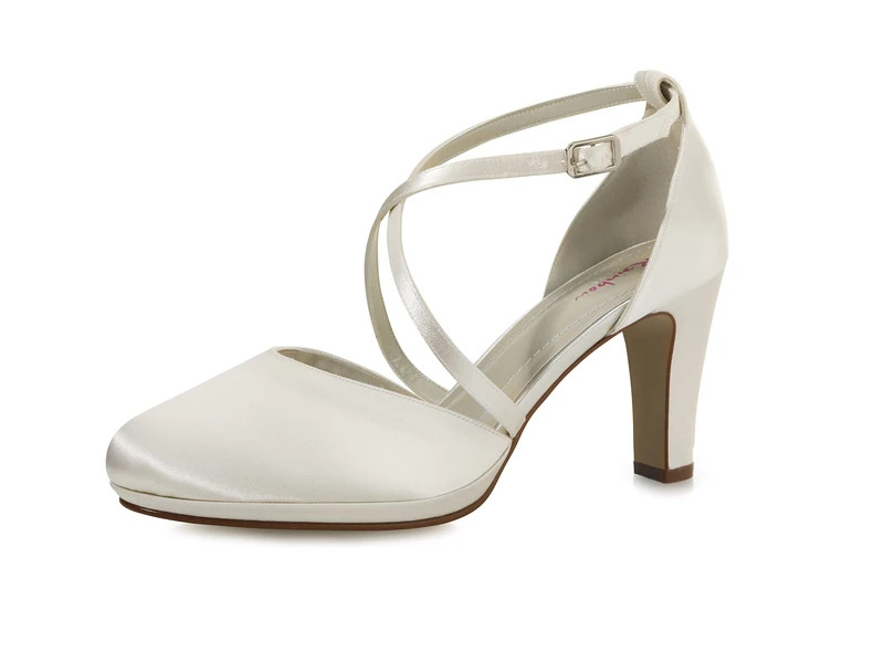 Rainbow Club Bridal Shoes Olaila - Ladies, Two-Piece Pumps, Ivory/Cream, Satin, Simple, Comfortably Padded, Strap, Size 37 EU (UK 4)