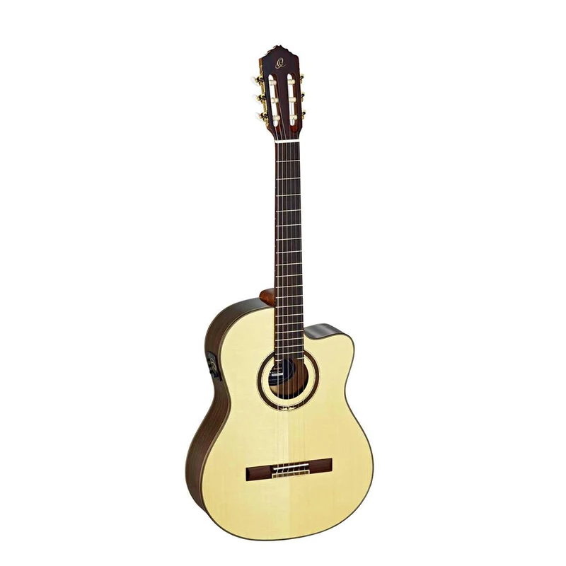 Ortega Guitars Classical Guitar Electro-Acoustic – 4/4, Slim Neck – Performer Series – Including Gig Bag – Solid Sitka Spruce / Walnut, Gloss Natural (RCE158SN)