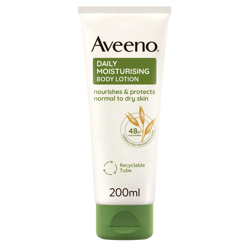 Aveeno Daily Moisturising Body Lotion (1x 200ml), Hydrating Lotion Enriched with Nourishing Colloidal Oatmeal, Gentle Body Moisturiser Suitable for Sensitive and Dry Skin