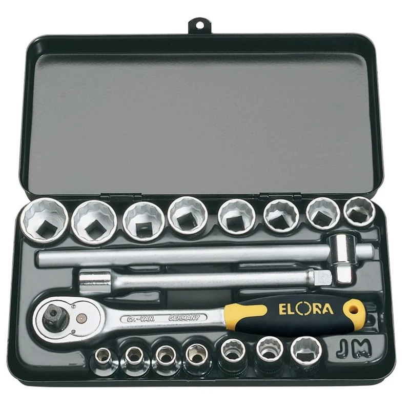 Draper 25932 Elora Metric Socket Set, 3/8" Square Drive, Blue, 18 Pcs