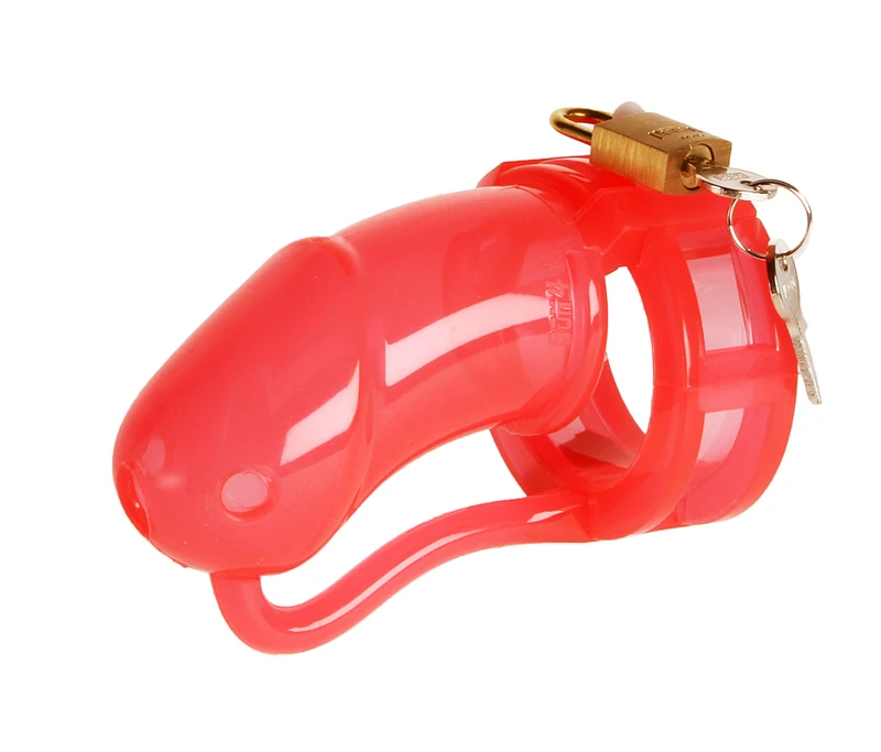 MALESATION Silicone Penis Cage, Large, Red/Clear