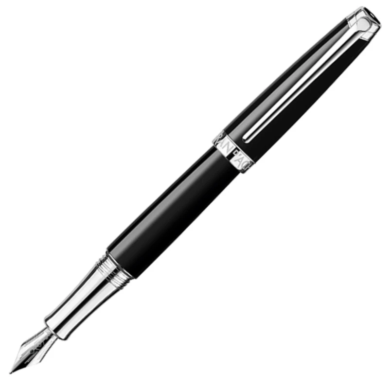 Caran d'Ache Leman 4799.772 Fountain Pen Ebony Black Silver-Plated Rhodium-Plated Nib Size F Length 141 mm Diameter 13.7 mm