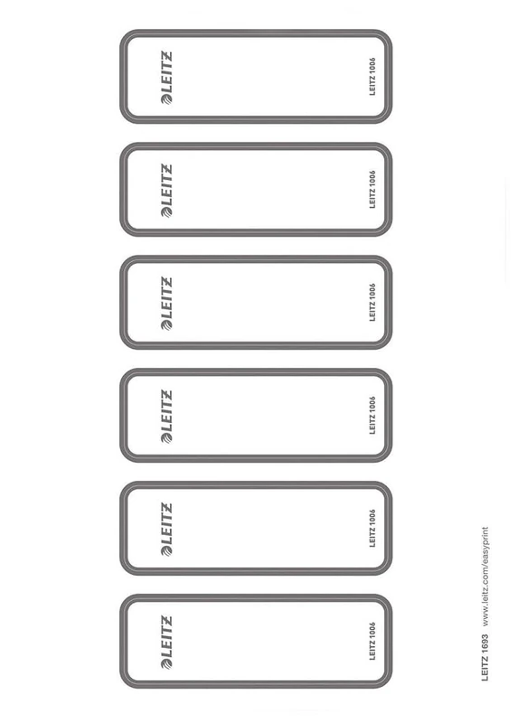 Leitz PC Printable Self Adhesive Spine Labels for Leitz Wow, Leitz Active Wow, Style, Urban Chic and Active Solid 50 mm Lever Arch Files, Narrow and Short, 36 x 111 mm, Paper, 16930085 - Light Grey, Pack of 60