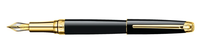 Caran d'Ache - Gold-Plated LÉMAN EBONY BLACK Fountain Pen - Fine Nib