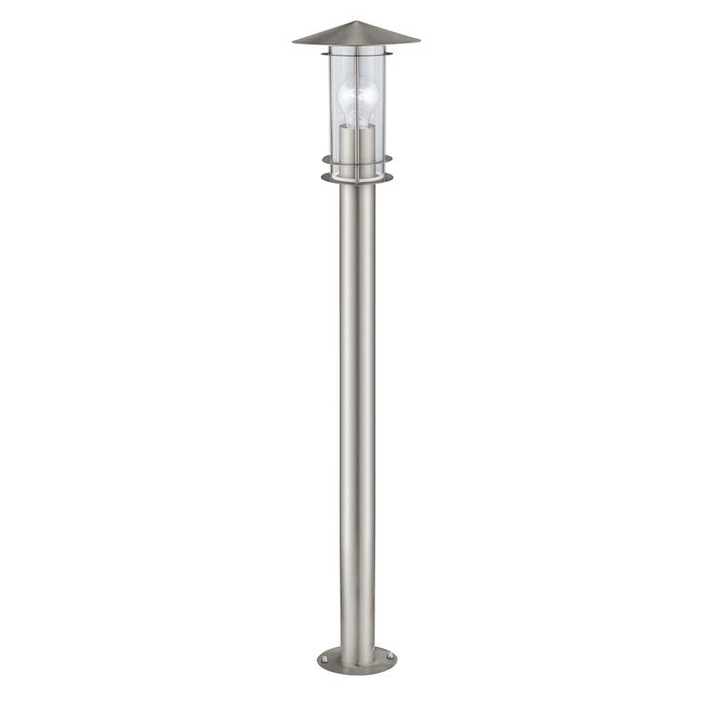 Eglo Lisio Outdoor Lamppost, Electric Garden and Driveway Lighting, Exterior Stainless Steel and Plastic Bollard Light Coloured in Silver and White, E27 Socket, IP44