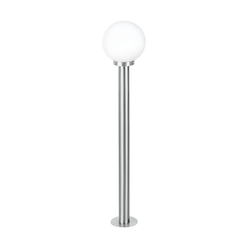 Eglo Outdoor Floor Lamp Nisia, 1-Light Outdoor lamp, Stainless Steel Floor lamp in Silver with White Glass Globe, E27 Socket, IP44 - Image 1