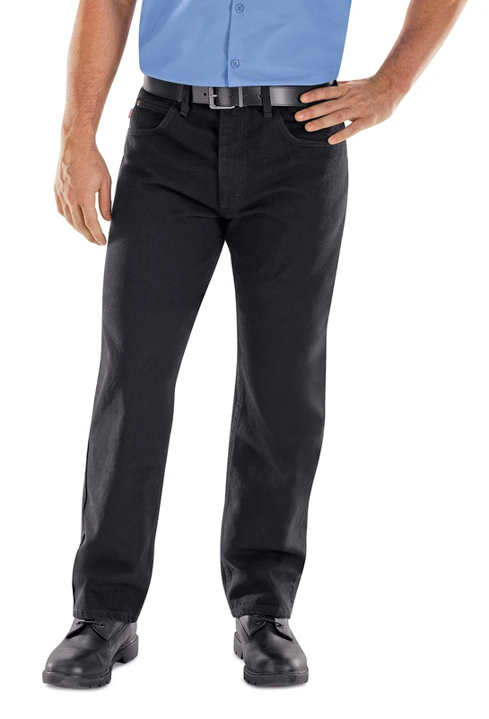 Red Kap Men's Relaxed Fit Jean, Prewashed Black, 46x32