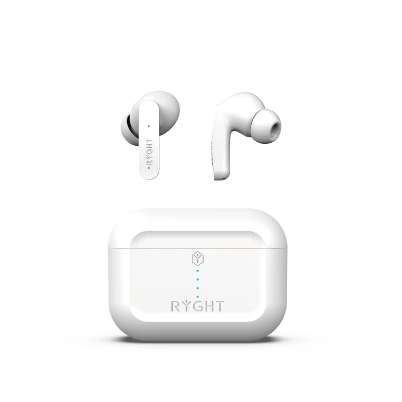 RYGHT - Pulse ANC - Wireless Bluetooth Earphones with Noise Reduction Technology (Active Noise Canceling) - Battery Life 6 hours + 30 hours charging in the case - White - Image 1