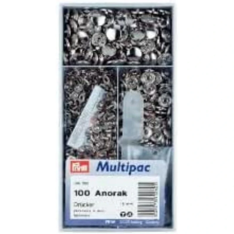 Prym - Prym Anorak Silver Brass (15mm) Non-Sew Press Fasteners with Large Lower Section - 100 Pieces
