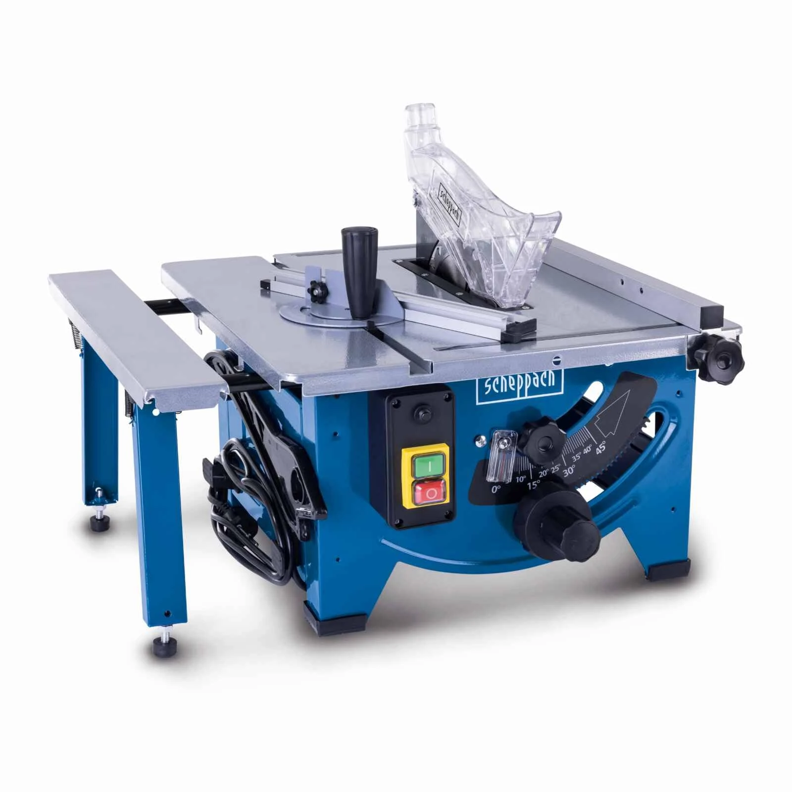 Scheppach HS80 Table Saw | 8" 210mm Circular Saw 45° Tilt | 1200W | Inc. 1 Blade, Cross Cutting Gauge & Side Extension | Bench Top for Small Workshop