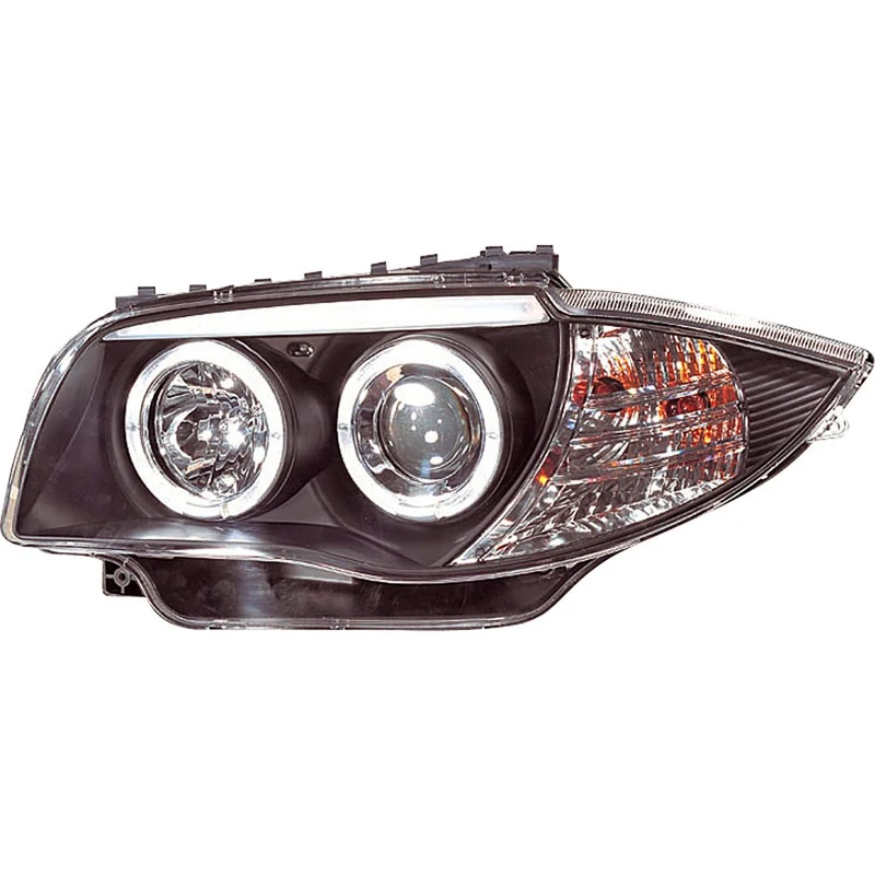 AutoStyle Set Headlights compatible with BMW 1-Series E81/E87 2004-2011 - Black - incl. Halos