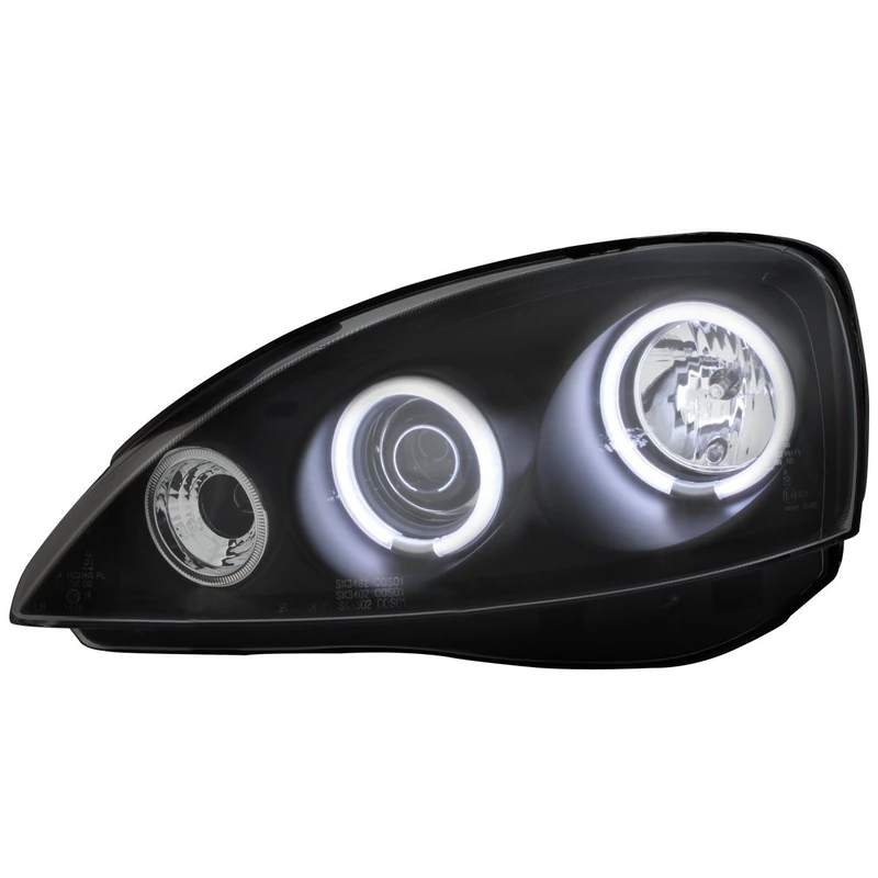 AutoStyle Set Headlights compatible with Opel Corsa C 3/5-doors 2000-2004 - Black - incl. Halos