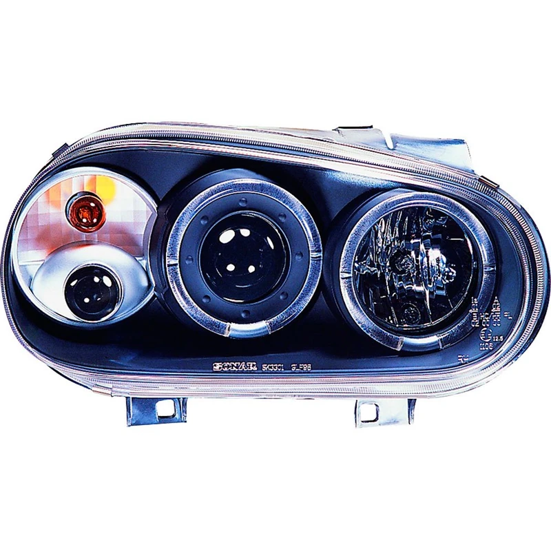 AutoStyle Set Headlights compatible with Volkswagen Golf IV 1998-2003 - Black - incl. Halos & Fog lights