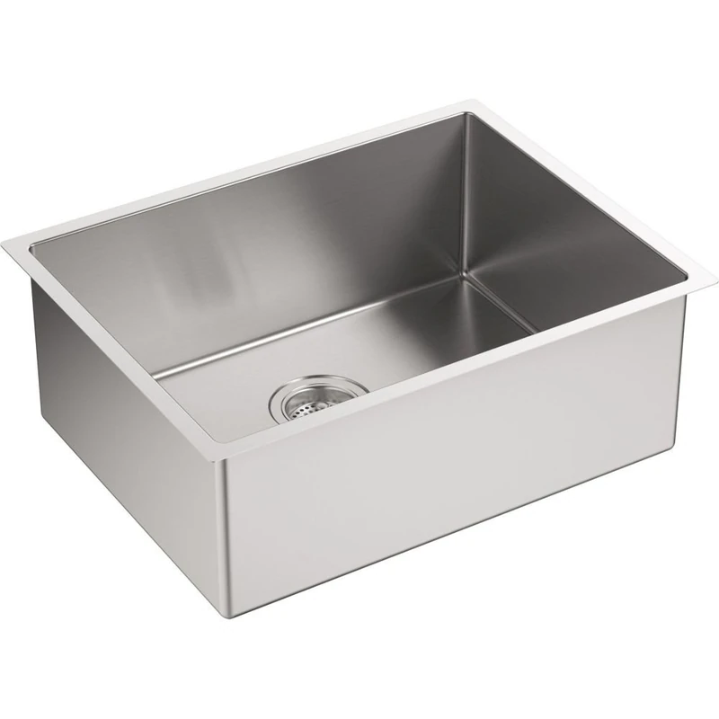 KOHLER K-5286-NA Strive 24 X 18-1/4 X 9-5/16-Inch Under-Mount Single Bowl Kitchen Sink with Basin Rack, Stainless Steel, 1-Pack - Image 1