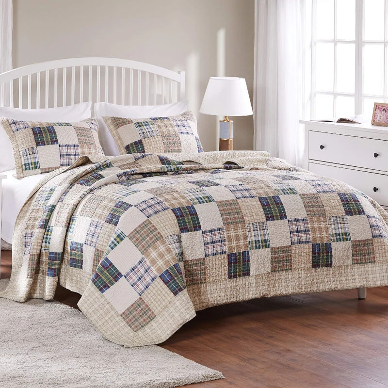 Greenland Home 3-Piece Oxford Quilt Set, King, Multicolor