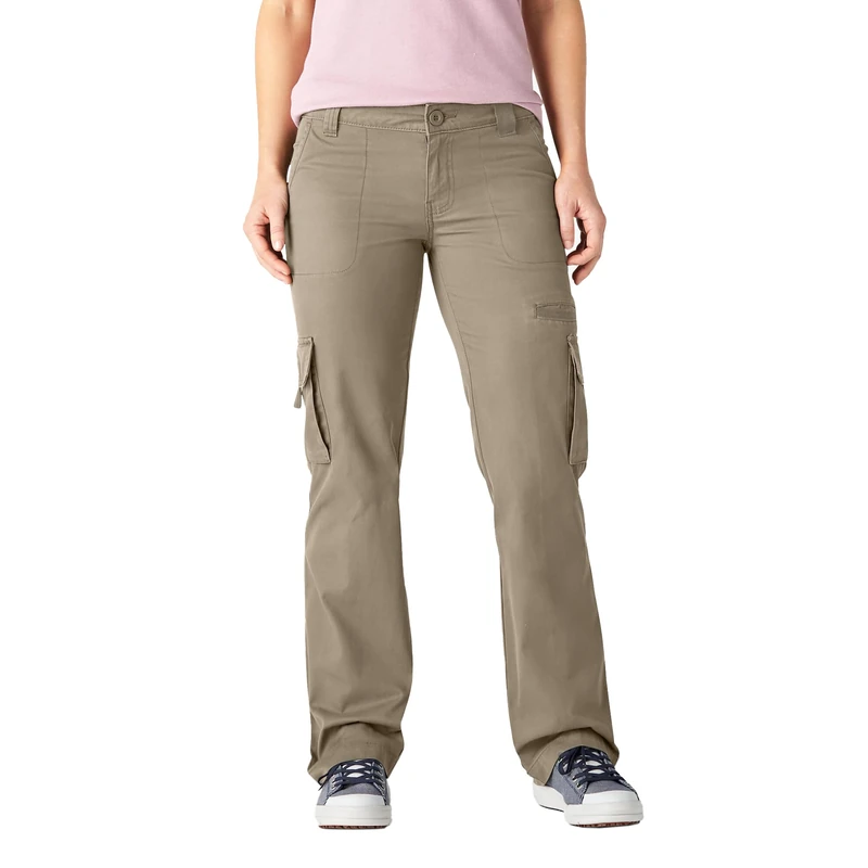 Dickies, Women's, Twill Cargo Pant Straight, Rinsed Desert Sand, 6/Regular