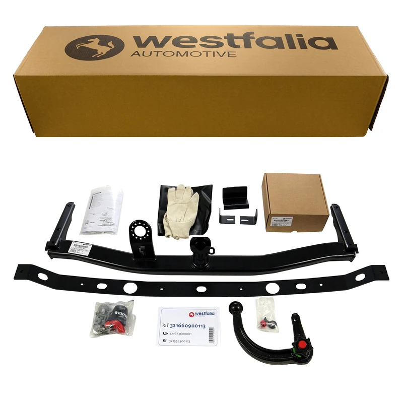Westfalia Detachable Towbar for VW Caddy III + IV (including Life, Maxi, Alltrack) (Year 09/2010-09/2020) - Includes 13-pin Vehicle-specific Wiring Kit