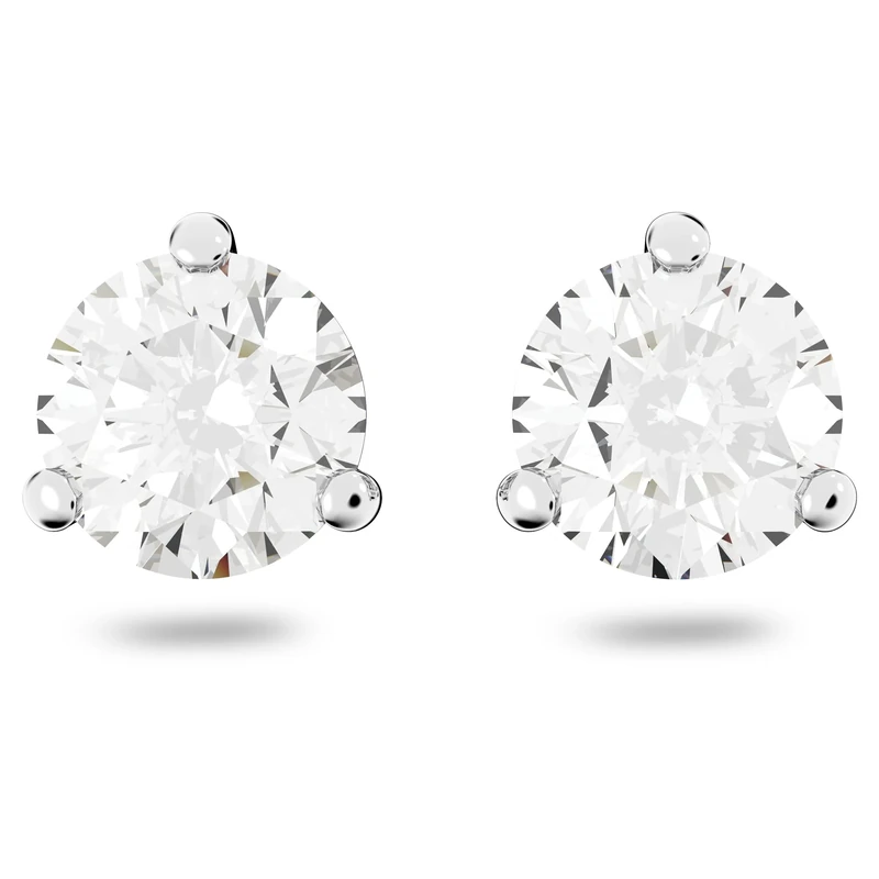 Swarovski Solitaire Stud Earrings - Rhodium Plated Crystal Pair