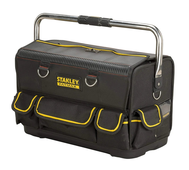 STANLEY Tool Bag Complete Workstation with Roll Down Side Storage Compartment, Multi-Pockets Organiser for Tools, FMST1-70719 , Black