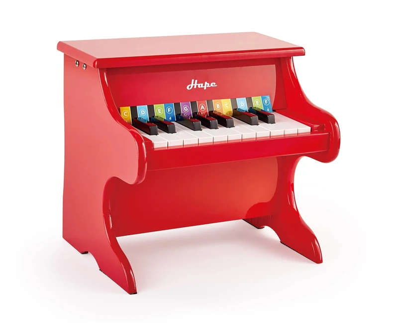 Hape Playful Piano Toy | 18-Key Wooden Mini Musical Instrument Toy, Red