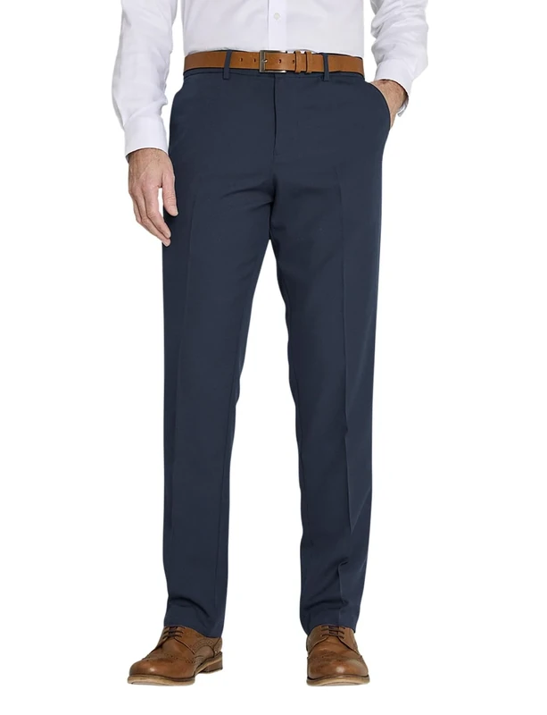 Farah Mens Flex Trouser Pants with Self-Adjusting Waistband Navy 42W x 29L