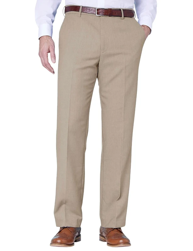 Farah Mens Flex Trouser Pants with Self-Adjusting Waistband Biscuit 40W x 31L