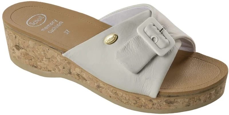 Scholl Size 37 White Wappy Memory Cushion Women's Sandals