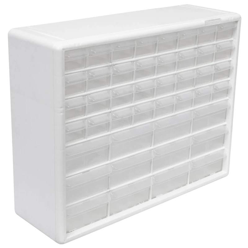Akro-Mils 44-Drawer Plastic Drawer Storage Cabinet for Garage Organization, Bead Organizer, Lego Storage, Teacher Toolbox, Makeup Organizer and More, 20x6x16 Inch, White