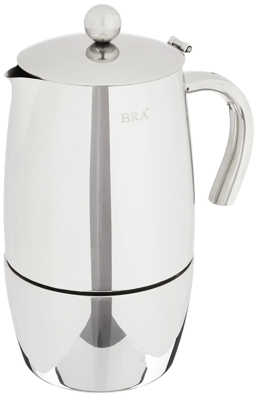 Braisogona Magna Stainless Steel 10 Cups Coffee Maker, Silver, 10cups
