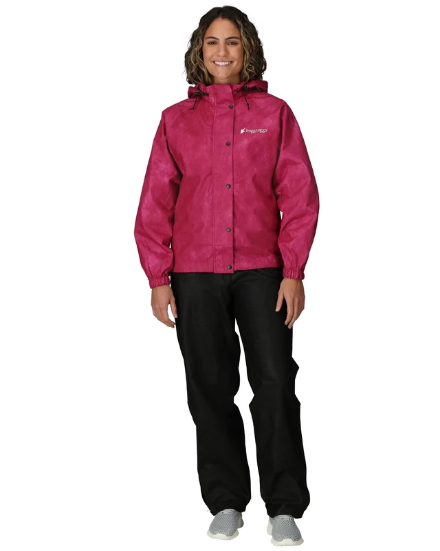 FROGG TOGGS Women's Classic All-Sport Waterproof Breathable Rain Suit, Cherry/Black, Large