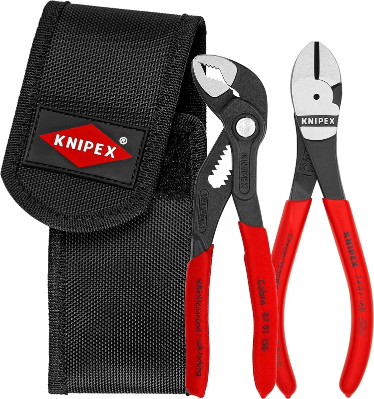 KNIPEX Mini Pliers Set in Belt Tool Pouch 1 x 87 01 150, 1 x 74 01 160 160 mm, 00 20 72 V02