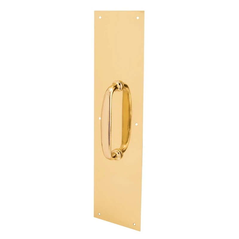 Prime-Line Products J 4578 Door Pull Plate, 4-Inch X 16-Inch, Oval Handle, Polished Brass