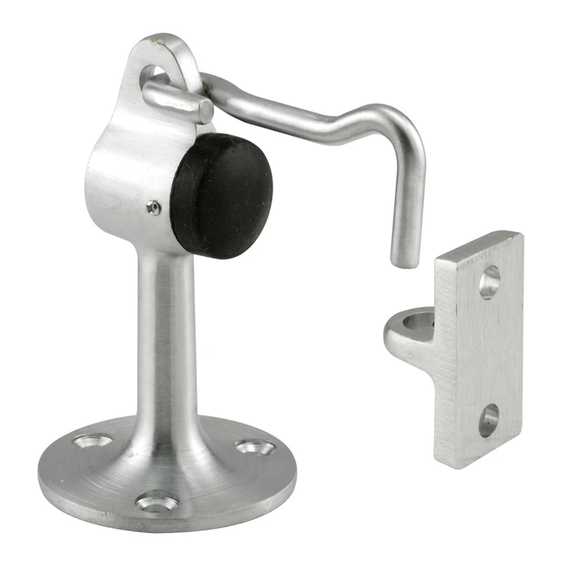 Prime-Line J 4602 Door Floor Stop Holder, Metal Doorstop, Door Hold Open, 2-18 inch, Brushed Chrome