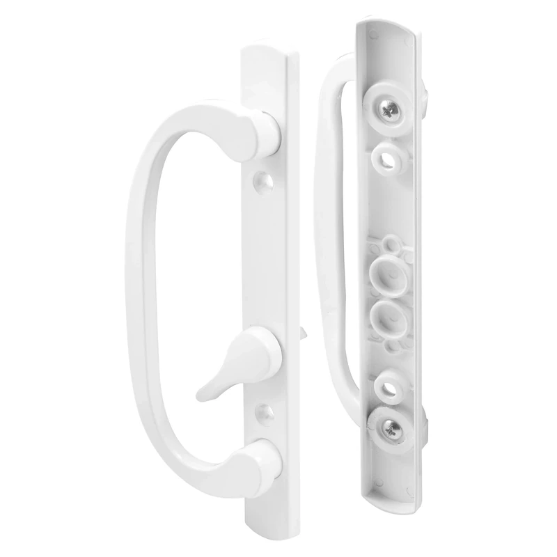 Prime-Line C 1280 Mortise-Style Sliding Door Handle Set – Replace Old or Damaged Door Handles Quickly and Easily –for Right- or Left-Handed Doors - White Diecast, 3-15/16” Mounting Holes
