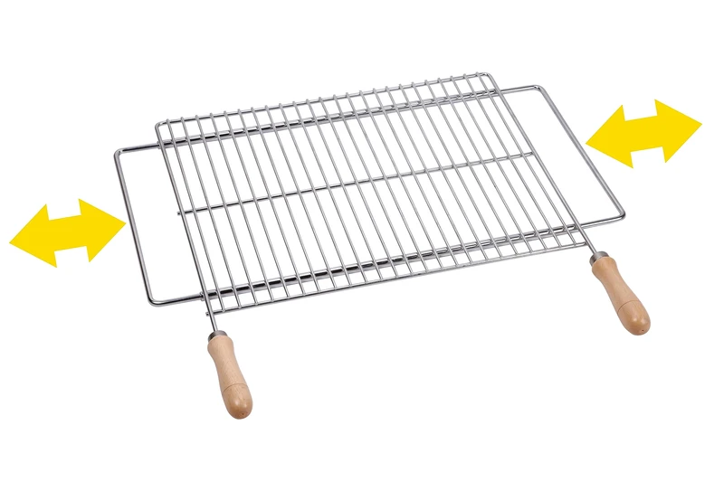 SAUVIC 02810 50 x 40 cm 18/8 Universal Extendable Stainless Steel Grill Rack for Barbecue - Silver