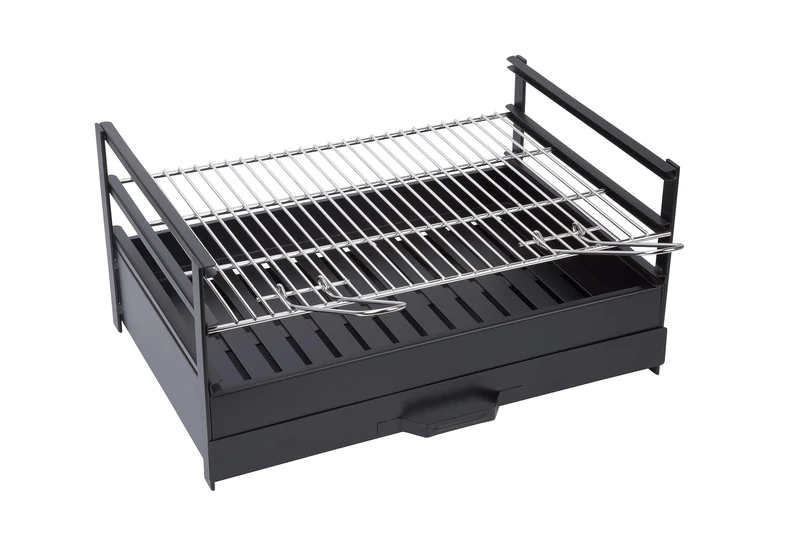 Sauvic 02728 Barbecue Drawer with Stainless Grill 60 x 40 cm, Black, 60 x 40 x 29 cm