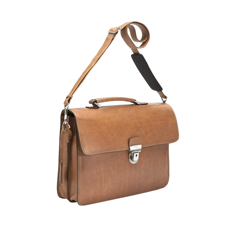 Picard, Toscana 8324636215 Men's Briefcase Cognac Brown Natural Leather with Carry Strap
