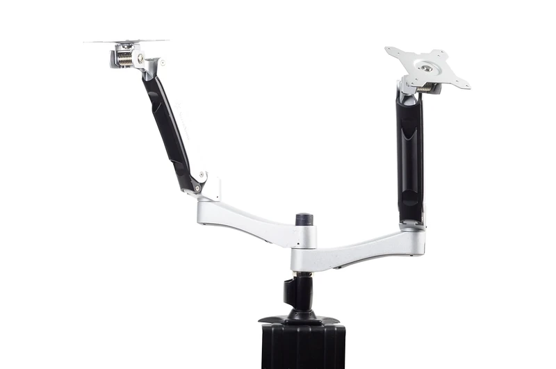 SilverStone SST-ARM22SC - Two ARM LCD LED Monitor Mount Bracket, Adjustable, with 360° Rotation, 90° tilt up/ down, 90° tilt left/ right & Pull Out 180° Swivel Arm - Max VESA 100x100, silver