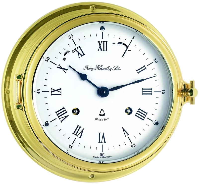 Hermle Mechanical Brass Ship Bells Wall Clock 35065-000132