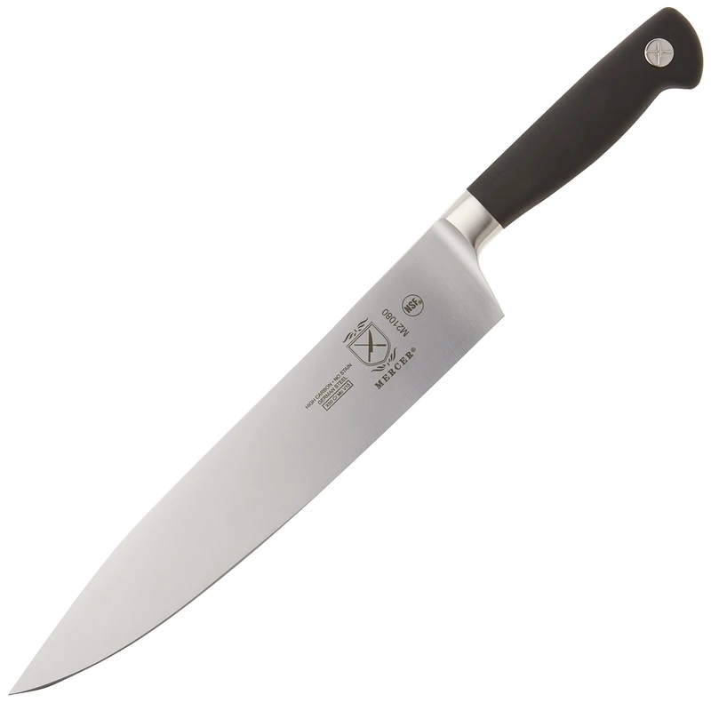 Mercer Culinary Genesis 10-Inch Short Bolster Forged Chef's Knife, Stainless Steel, Black