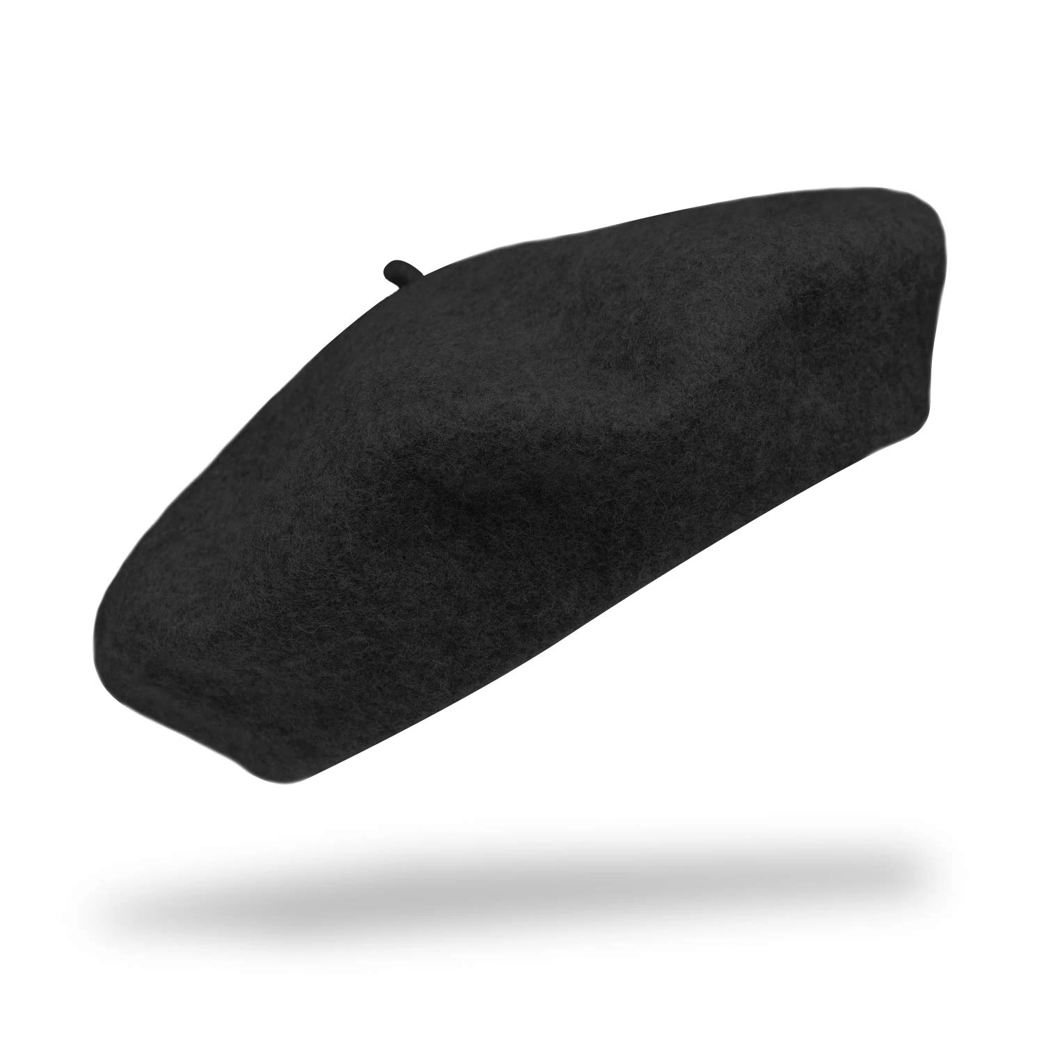 fiebig Beret Men & Women | Wool Basque with Lining | in Many Sizes and Colours | Basque Made of 100% Virgin Wool | Felt Basque Made in Italy (60-XL, Black)