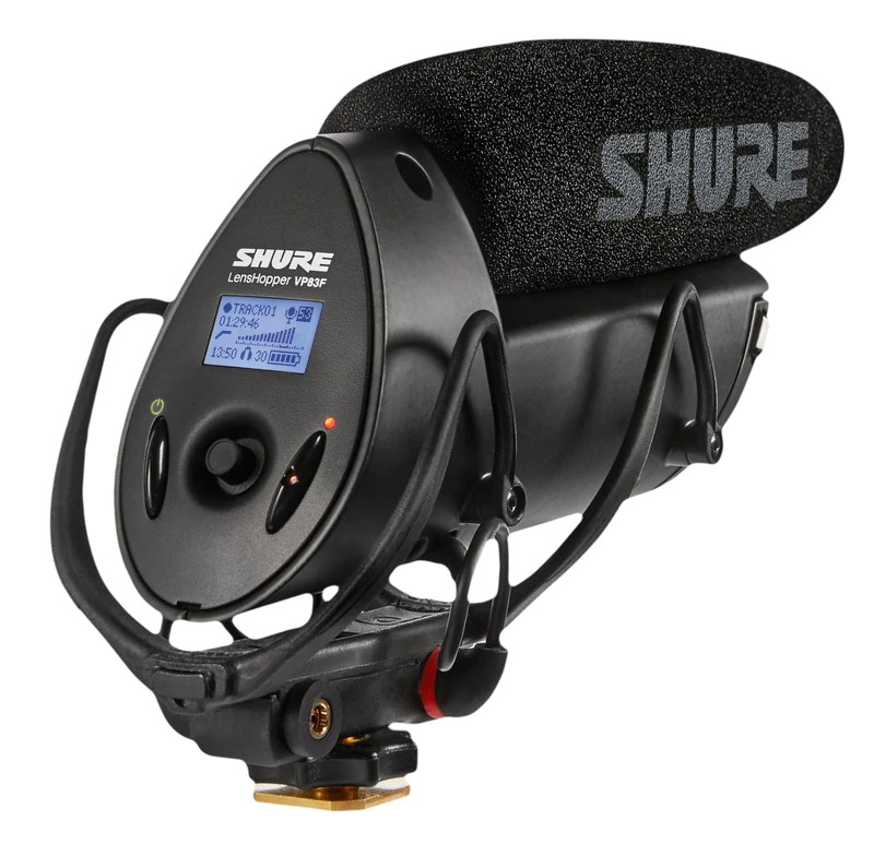 Shure VP83F LensHopper Camera-Mounted Condenser Shotgun Microphone with Integrated Digital Flash Recording - Windscreen, Superior RF Immunity, Backlit LCD, 5-Position Joystick, Rycote Lyre Shock Mount