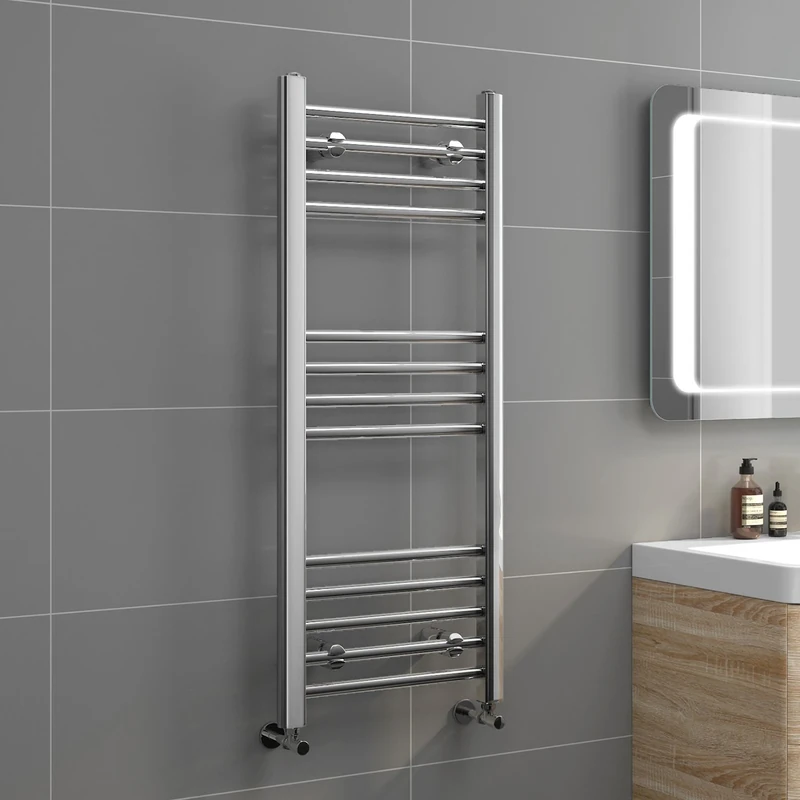 iBathUK | 1000 x 400 Straight Heated Towel Rail Chrome Bathroom Radiator