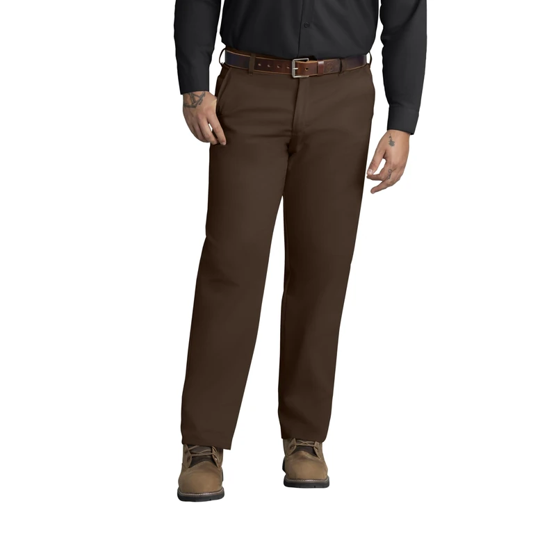 Red Kap Men's Stain Resistant, Flat Front Work Pants, Brown, 54W x 34L